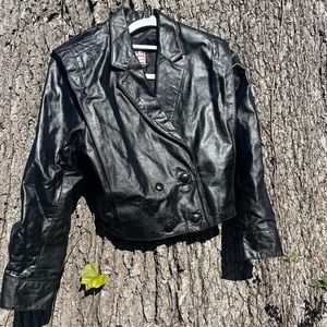 Vintage Cropped real leather jacket